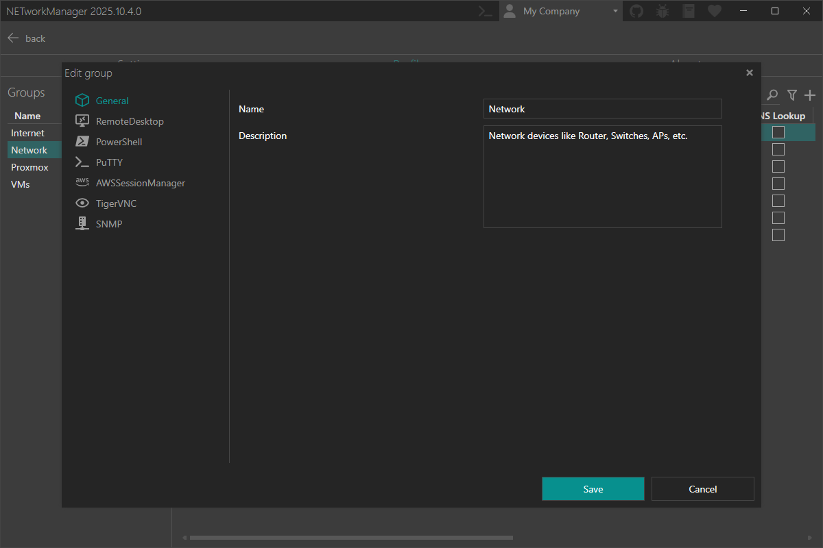 Profiles - Group settings