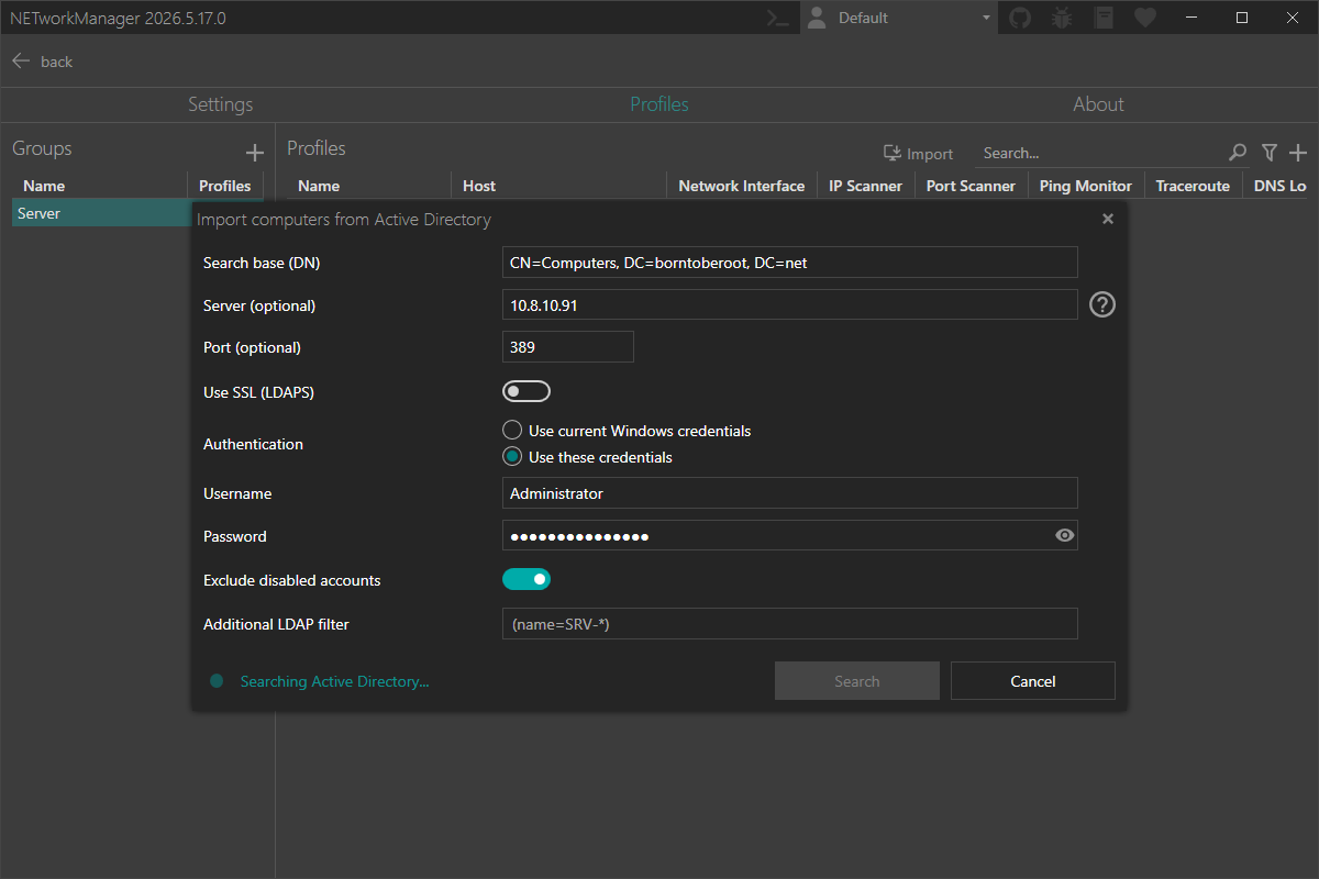 Profiles - Import Active Directory