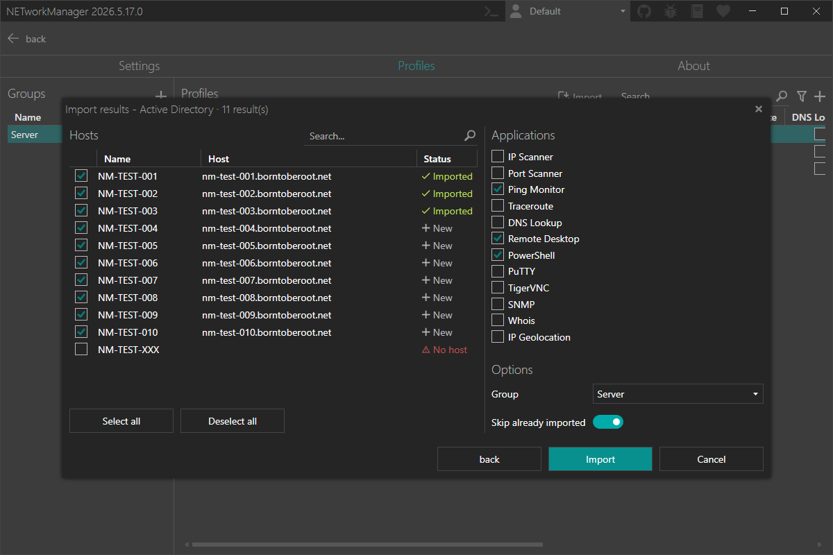 Profiles - Import Review