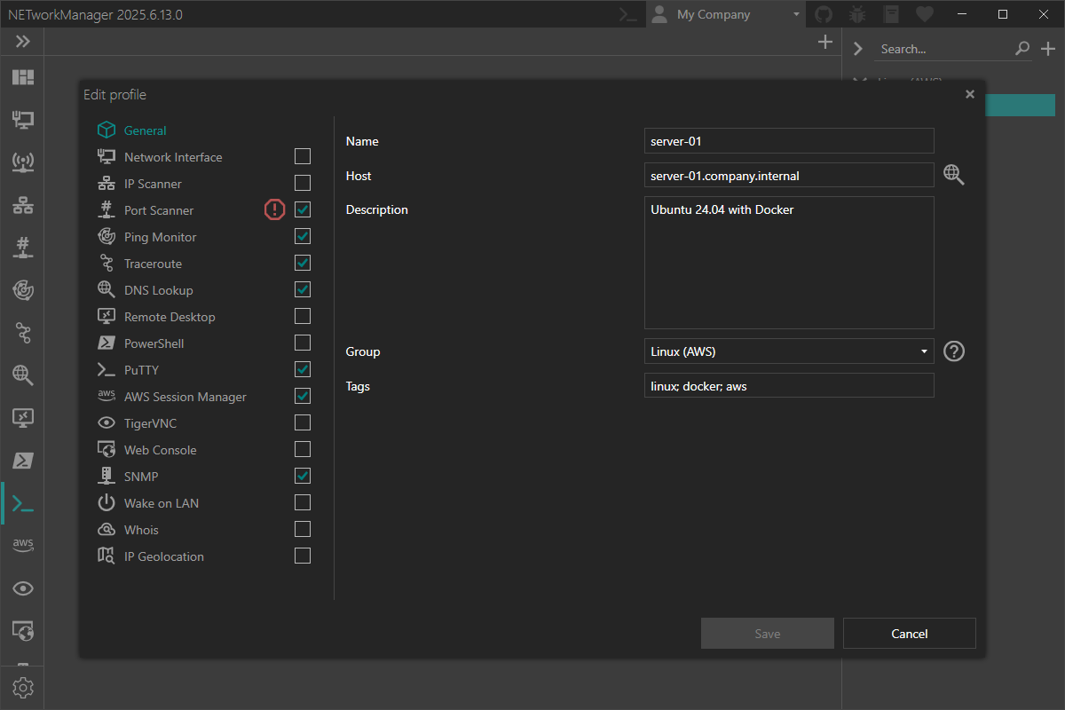 Profiles - Profile settings