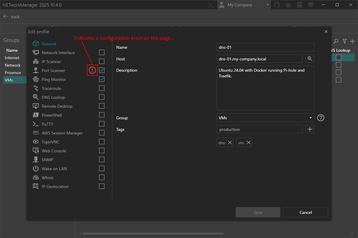 Profiles - Profile settings