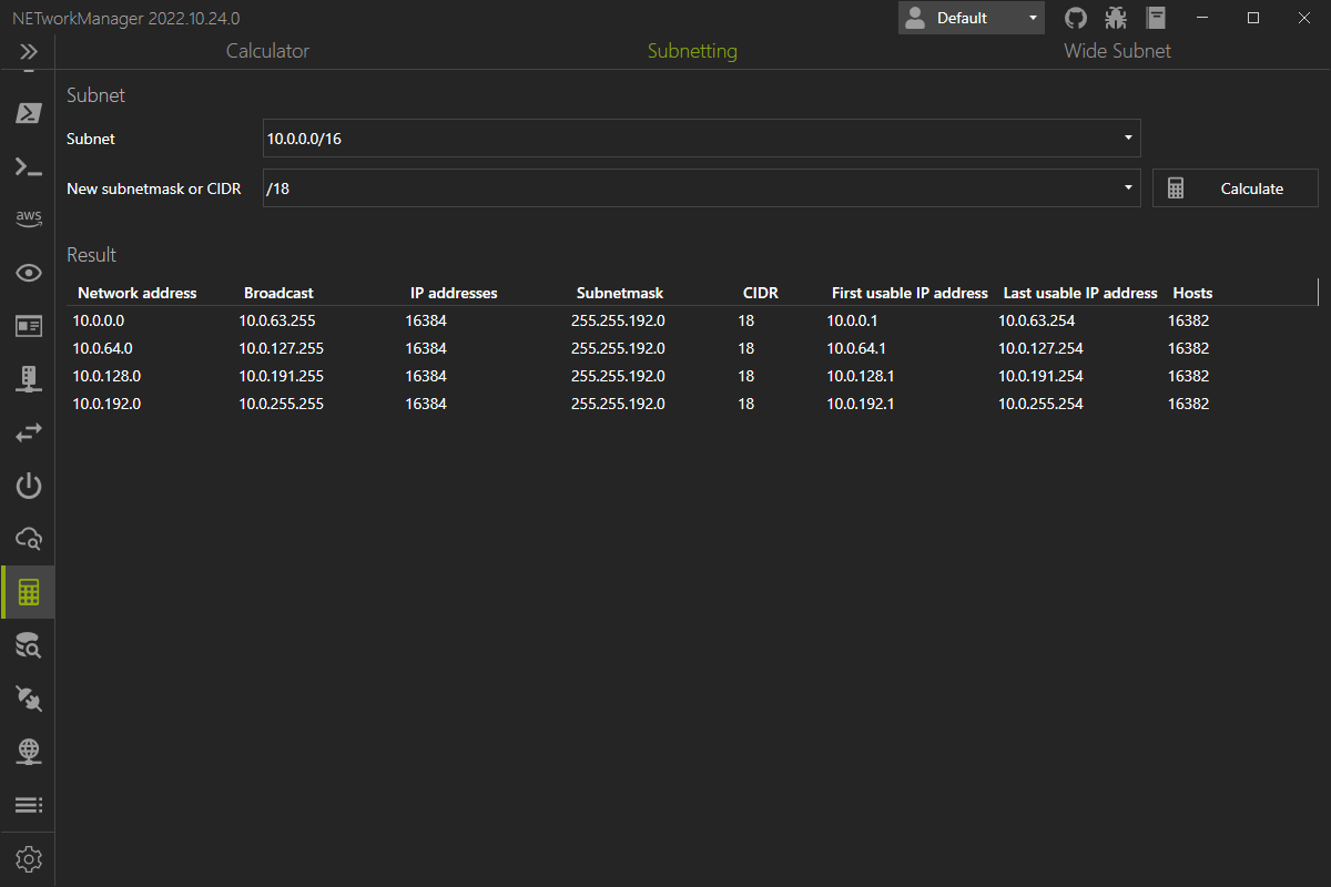 Subnet Calculator - Subnetting