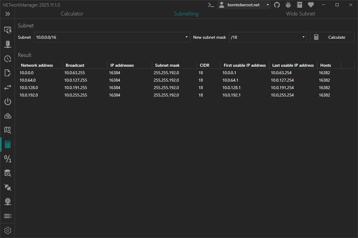 Subnet Calculator - Subnetting